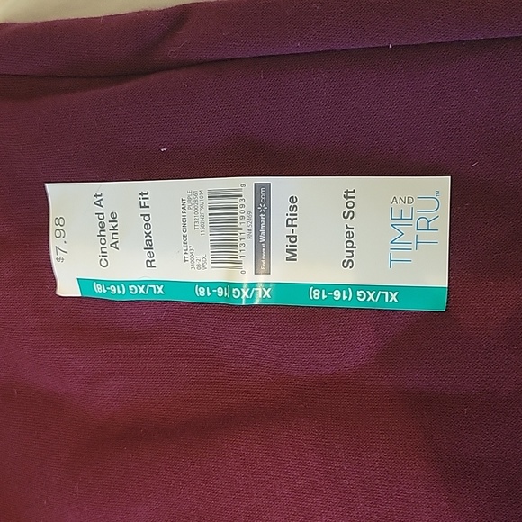 Brand new women's sweat pants burgandy size xl - Picture 2 of 4